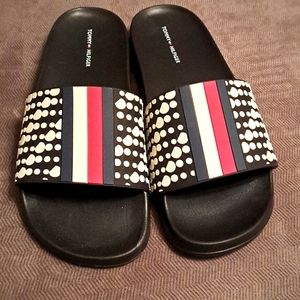 Red White & blue  Tommy  Hilfiger   Slides Size  9M